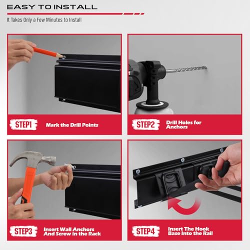 48" Heavy Duty Garage Wall Organizer (48" Garage Wall Organizer (3 Panels, 8 Hooks, 3 Straps))
