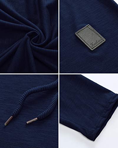 Mens Fashion Hoodies Sport Pullover Solid Color Shirt Workout Lightweight Tops Navy X (X-Large / Navy1)