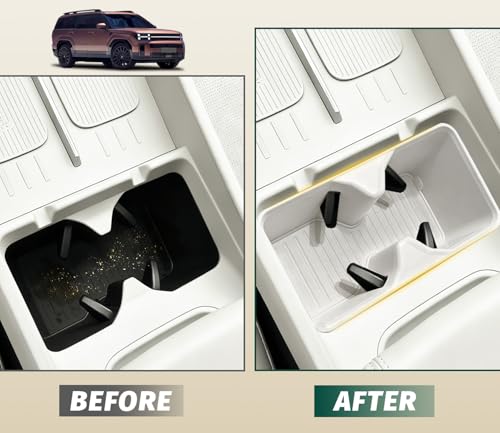 2Pcs Cup Holder Insert and Charging Mat for 2024 (For Santa Fe 2024-2026 2pcs White)