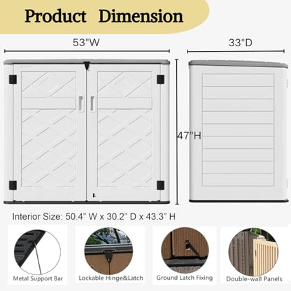 Large Outdoor Storage Shed (White-48 cu ft)
