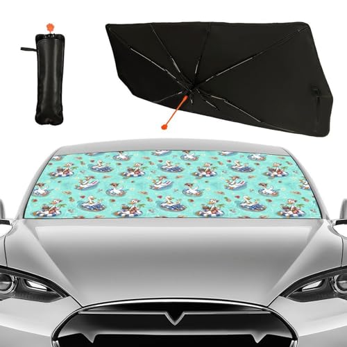 Holiday Duck Car Shade Front Windshield Sun Shade Foldable Car Shade Umbrella Keep Vehicle Cool for Most Vehicles Windshield Umbrella 57" X 30" (One Size / Holiday Duck)