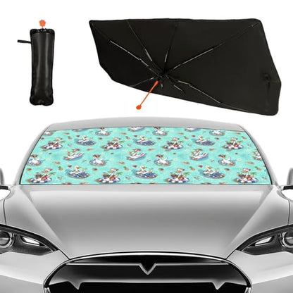 Holiday Duck Car Shade Front Windshield Sun Shade Foldable Car Shade Umbrella Keep Vehicle Cool for Most Vehicles Windshield Umbrella 57" X 30" (One Size / Holiday Duck)