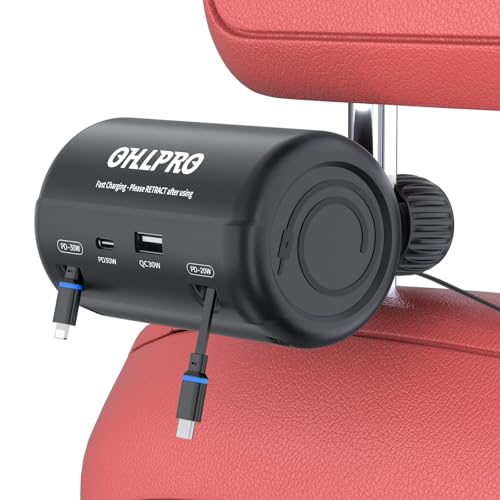 Multi Car Retractable Backseat 4 in 1 Car Charging Station Box Compatible with All Phones (39.3in Charging Station)