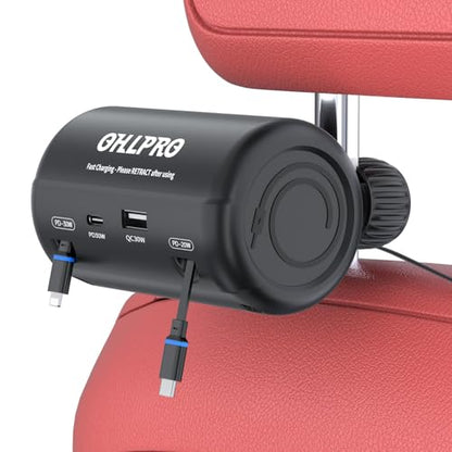 Multi Car Retractable Backseat 4 in 1 Car Charging Station Box Compatible with All Phones (39.3in Charging Station)