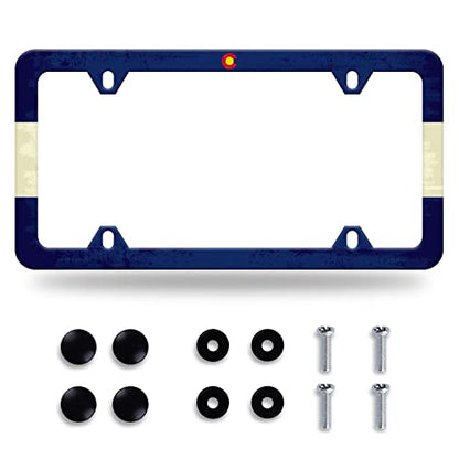 Colorado State Flag License Plate Frame License Plate Stainless Steel Parts Funny License Plate Decorative with Screws Size 12.3" x 6.3" for Men Women (Colorado State Flag)