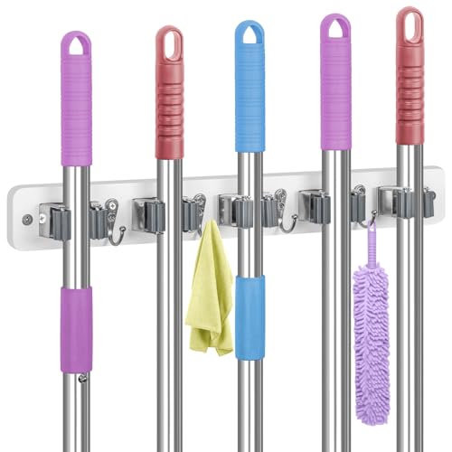 Broom Holder Wall Mount (White)