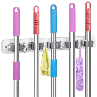 Broom Holder Wall Mount (White)