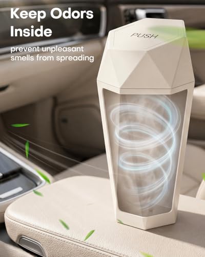 Car Trash Can with Lid (Beige)
