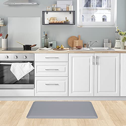 Kitchen Mat Cushioned Anti Fatigue Rug 17.3"x28" Waterproof Non Slip Standing Desk Mat Comfort Floor Mats for Kitchen House Sink Office (Grey / 28"L x 17.3"W x 0.5"Th)