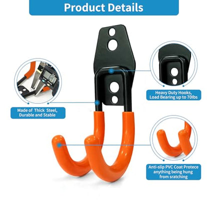 2 Pack Garage Storage Utility Hooks (Type O-Orange)