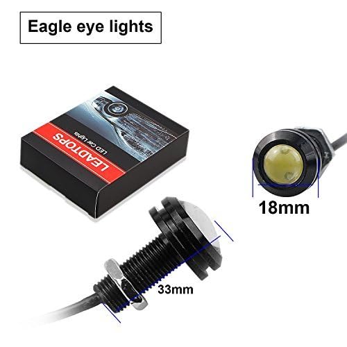 10Pcs 18mm 12V Eagle Eye LED Car Fog DRL Daytime Running Light Backup Reverse Tail Rock Lights Small bulb (Black case / Blue light)