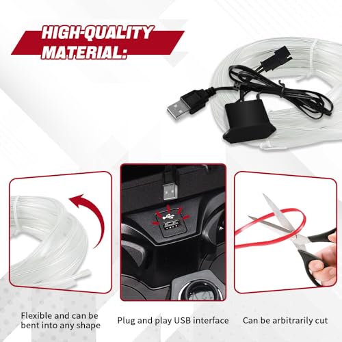 EL Wire Interior Car LED Strip Lights (Ice Blue / USB)