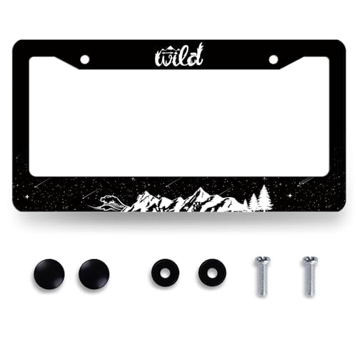 Stainless Steel Mountain Waves Forest Starry Sky License Plate Frame (Waves Mountains Forest Stars-)