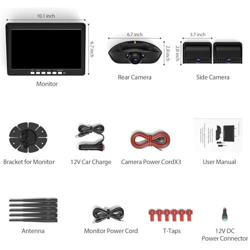 3 Wireless Backup Camera (10.1"-3 Cam)
