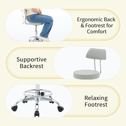 Rolling Massage Chair (Grey / With Back & Footrest)