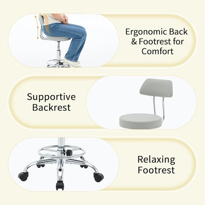 Rolling Massage Chair (Grey / With Back & Footrest)