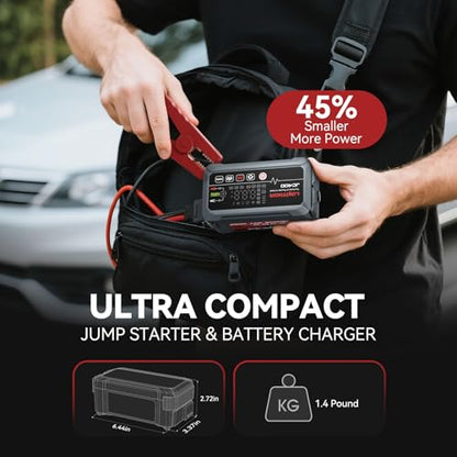 JC400 2A/1A/750mA 6/12V Car Battery Charger & 2500A Jump Starter