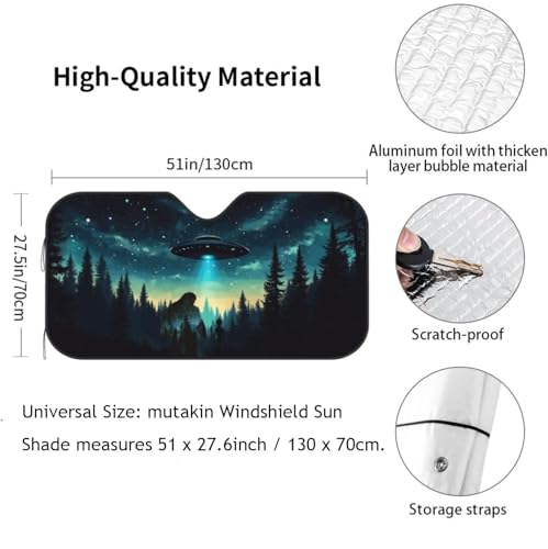 Alien Tree Car Sun Shade Windshield Sunshade Foldable Front Window Shield Cover for Truck SUV (Blue1 / Small)