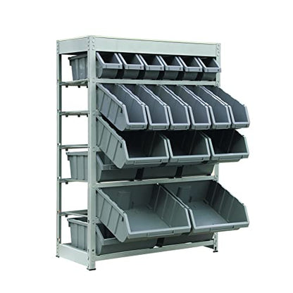 Bin Rack Storage System Heavy Duty Steel Rack Organizer Shelving Unit w (6 Tiers - 22 Bins)