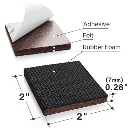 Non Slip Furniture Pads (16 Square 2")