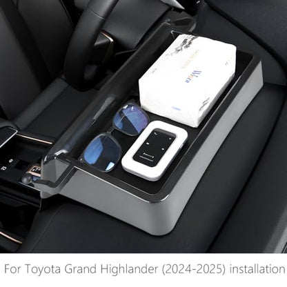 Car Phone Holder Center Console Organizer for Toyota Grand Highlander 2024 2025 2026 Auto Accessories Navigation Bracket Interior Decoration Screen Dash Board Mobile Cell Phone Mount case (for Grand Highlander 2024-2026【Holder Box】)