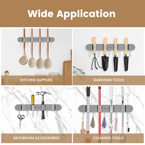 3PCS Broom Holder Wall Mount (grey)