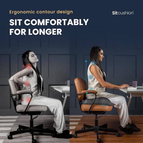 Ergo Office Chair Cushion for Back Pain (Dark Gray & Light Gray)