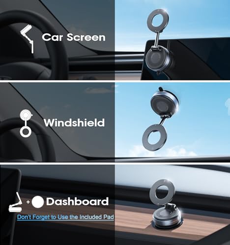 2026 Upgraded Vacuum Magnetic Car Phone Holder 360° Reinforced 96LBS Ultra Suction Cup Phone Mount for MagSafe Cell Phone Holders for Your Car (Black)