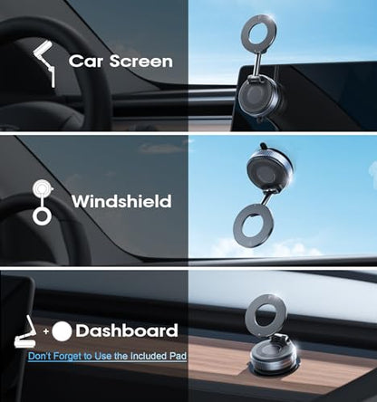 2026 Upgraded Vacuum Magnetic Car Phone Holder 360° Reinforced 96LBS Ultra Suction Cup Phone Mount for MagSafe Cell Phone Holders for Your Car (Black)