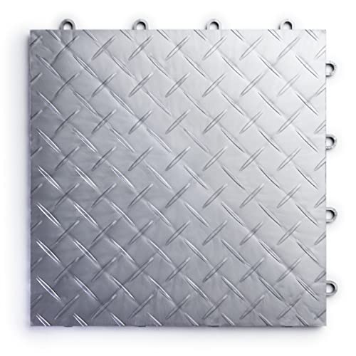 SnapLock RaceDeck Diamond 12"x12" Interlocking Garage Tiles (12 Pack / Alloy)