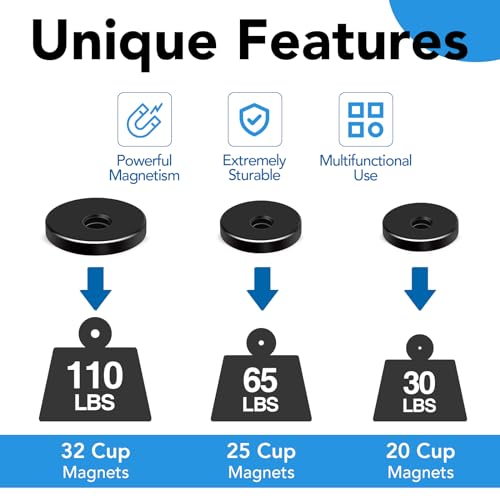Magnets Heavy Duty Neodymium Strong Magnet Imanes Fuertes 12 Pack (Black / 110lb-Mix-12p)