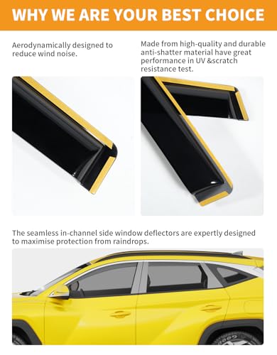 in Channel Window Visors Rain Guards for Hyundai Tucson 2022 (Fit for 2022-2026 Hyundai Tucson)