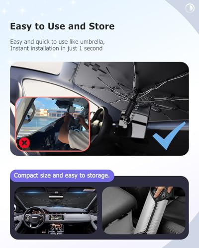 2025 2026 R Ange R Over Evoque Windshield Sun Shade Windshield Sunshade Umbrella[Drawstring Design] Protect Sun Rays & Heat Damage Keeps Cool Fits R Ange R Over Evoque 2012 (R ange R over Evoque 2012-2026)