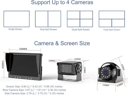 10'' 1080P Wireless Backup Camera System (10-inch+4 cameras)