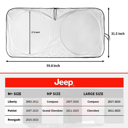 Windshield Sun Shade for Jeep Patriot Renegade 2015 (for Jeep Renegade SUV 2015-2025)