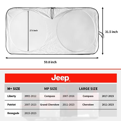 Windshield Sun Shade for Jeep Patriot Renegade 2015 (for Jeep Renegade SUV 2015-2025)