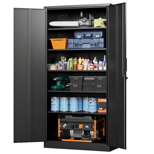 Metal Garage Storage Cabinets with Lock (72 X 36 X 18 In(H X W X D) / Black)