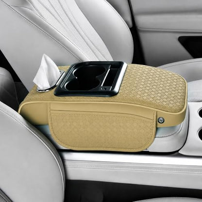 Car Center Console Armrest Cushion with USB& Type (Beige)