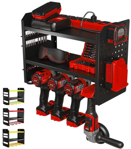 Power Tool Organizer Wall Mount (4 Drill Holder / Black)