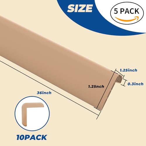 Wall Corner Guard Edge Protector (36"L x 2"W x 2"H / Lightbrown)
