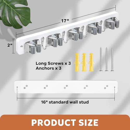 Broom Holder Wall Mount (White)
