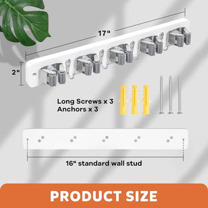 Broom Holder Wall Mount (White)