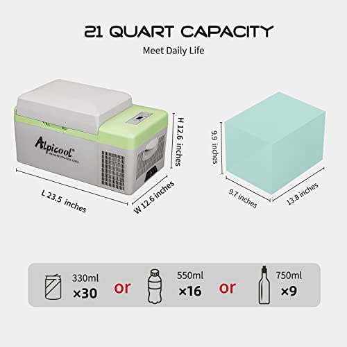 Portable Fridge 12 Volt Car Refrigerator 21 Quart Freezer for Fishing (21 Quart)