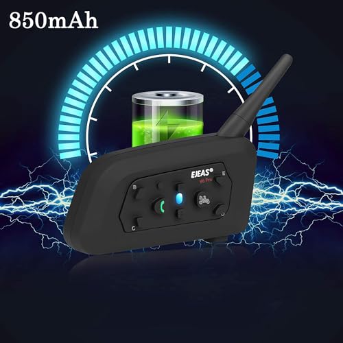 V6 Pro Motorcycle Helmet Bluetooth Intercom Headset 1200M 2 People Full Duplex Wireless Motorbike Interphone Connect Up to 6 Riders for Motorcycling Skiing and Climbing (V6 Pro 2Pack)
