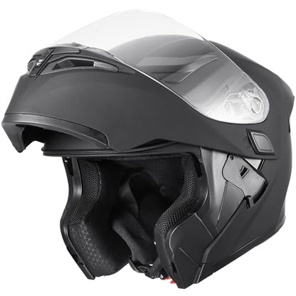 DOT Motorcycle Full Face Helmet (Matte Black-Led / Medium)