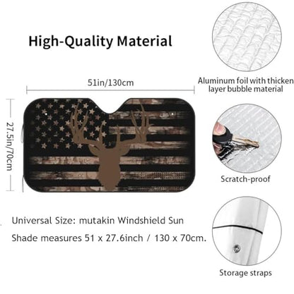 American Flag Camouflage Car Windshield Sunshade Front Window Sun Visor Protector Foldable Shield Cover for Truck SUV (White9 / Small)