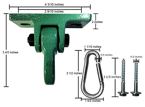 Heavy Duty Green Swing Hangers Screws Bolts Included Over 5000 lb Capacity Playground Porch Yoga Seat Trapeze Wooden Sets Indoor Outdoor (4 Pack / 4 Packs Green)