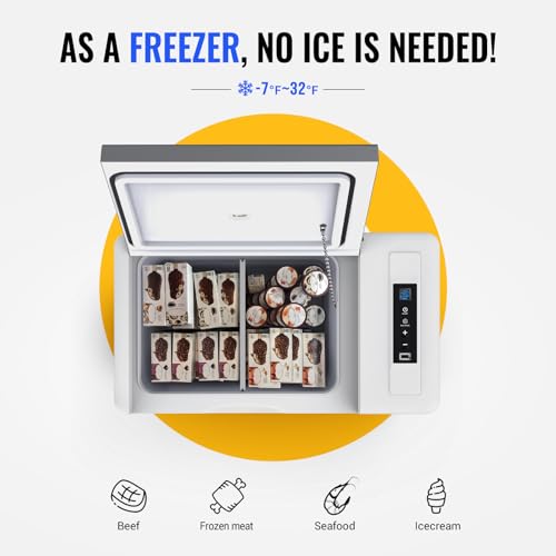 12 Volt Refrigerator With Cover 12V Car Fridge 30 Quart Portable Freezer Compressor Cooler Compressor Freezer (30 Quart with Cover / Grey)