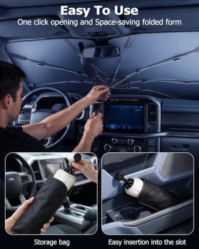 2026 Upgraded] Weektic Truck Windshield Sun Shade for F (For F-150 Silverado Tundra/RAM/Sierra)
