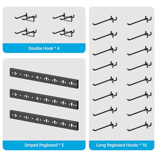 3 Modular Pegboard Strip Storage (Pack of 3 / Black)